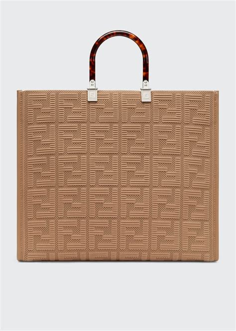 fendi ff embossed leather top handle tote|Fendi sunshine tote leather bags.